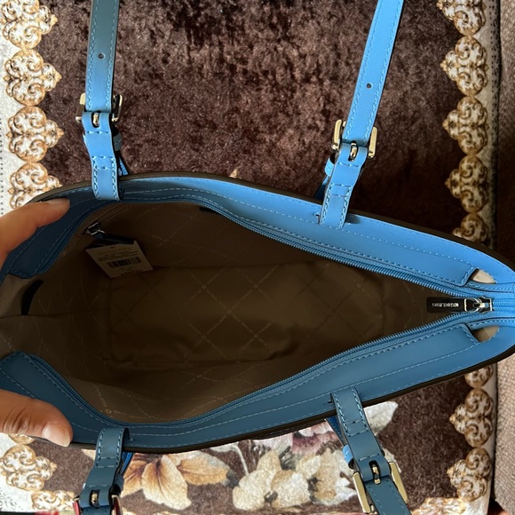 MICHAEL KORS South Pacific Blue Medium Silver-Tone Hardware Tote Handbag NWT - Picture 8 of 15